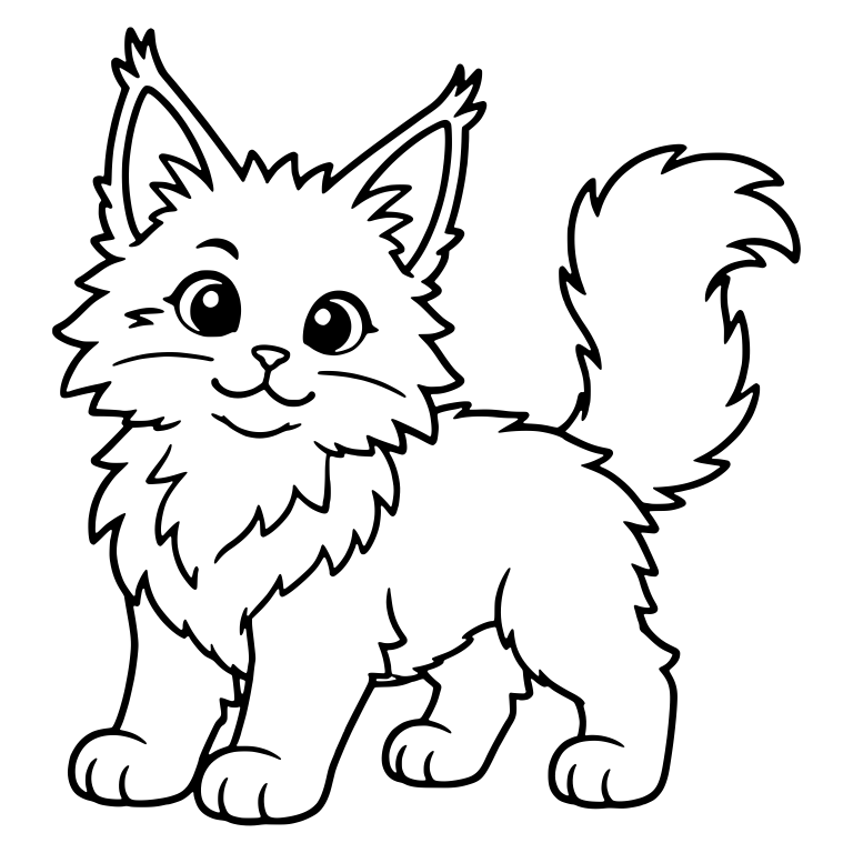 Maine Coon Kitten Standing With Tail Raised — free animal SVG cut file