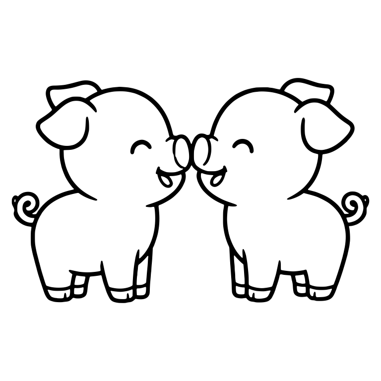Two Piglets Standing Nose to Nose — free animal SVG cut file