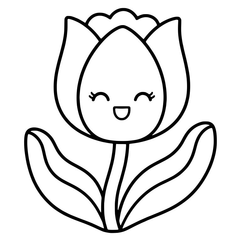 Happy Tulip With Closed Eyes And Layered Petals — free floral SVG cut file