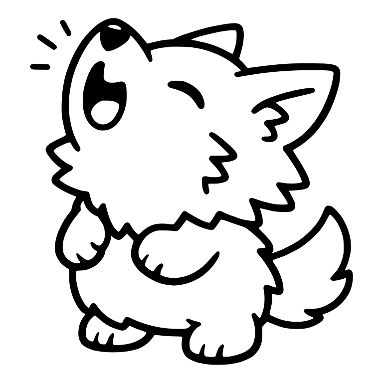 Kawaii Wolf Pup Howling With Sound Lines — free animal SVG cut file