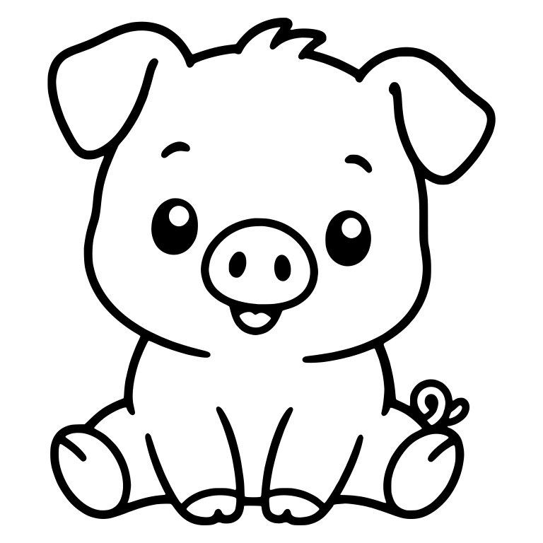 Sitting Piglet With Floppy Ears And Round Eyes — free animal SVG cut file