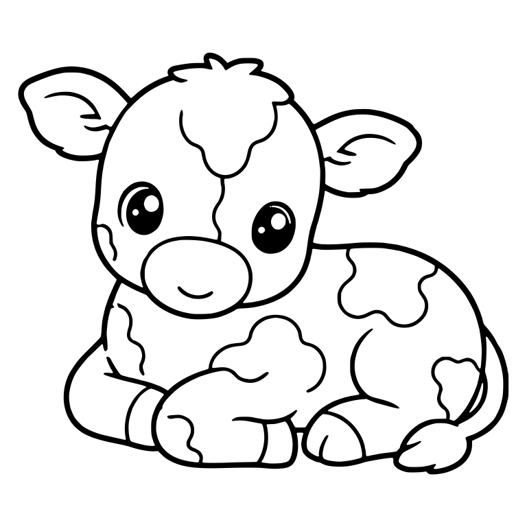 Spotted Calf Lying Down With Tilted Head — free animal SVG cut file
