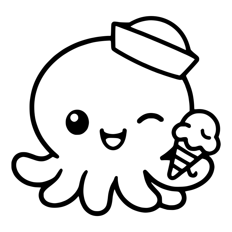 Sailor Octopus Winking and Holding an Ice Cream Cone — free animal SVG cut file