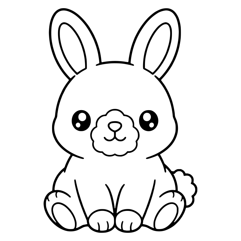 Kawaii Himalayan Bunny Sitting With Fluffy Muzzle Patch — free animal SVG cut file