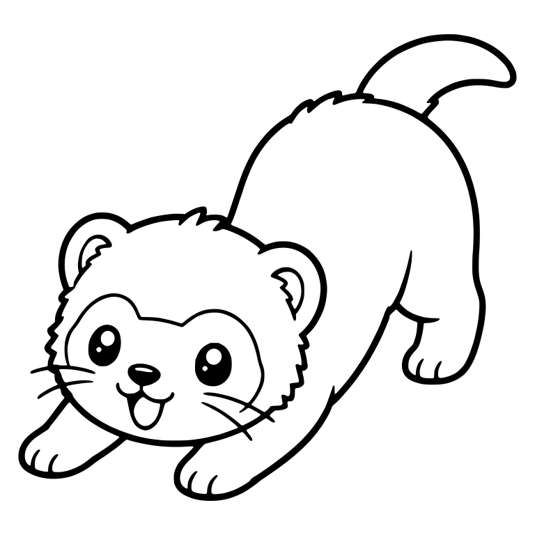 Baby Ferret Kit in Play Bow with Open Mouth — free animal SVG cut file