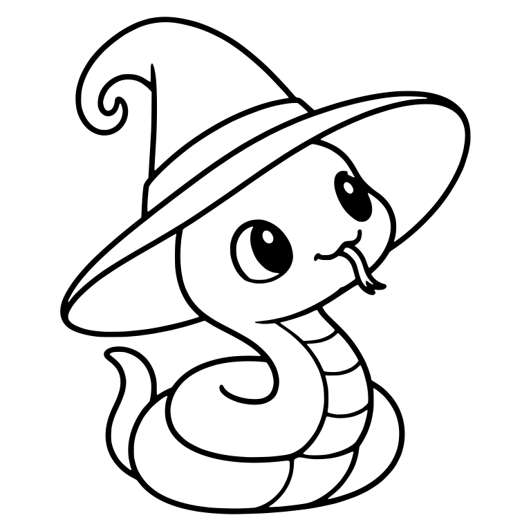Snake in Witch Hat with Curled Swirl Tip — free animal SVG cut file