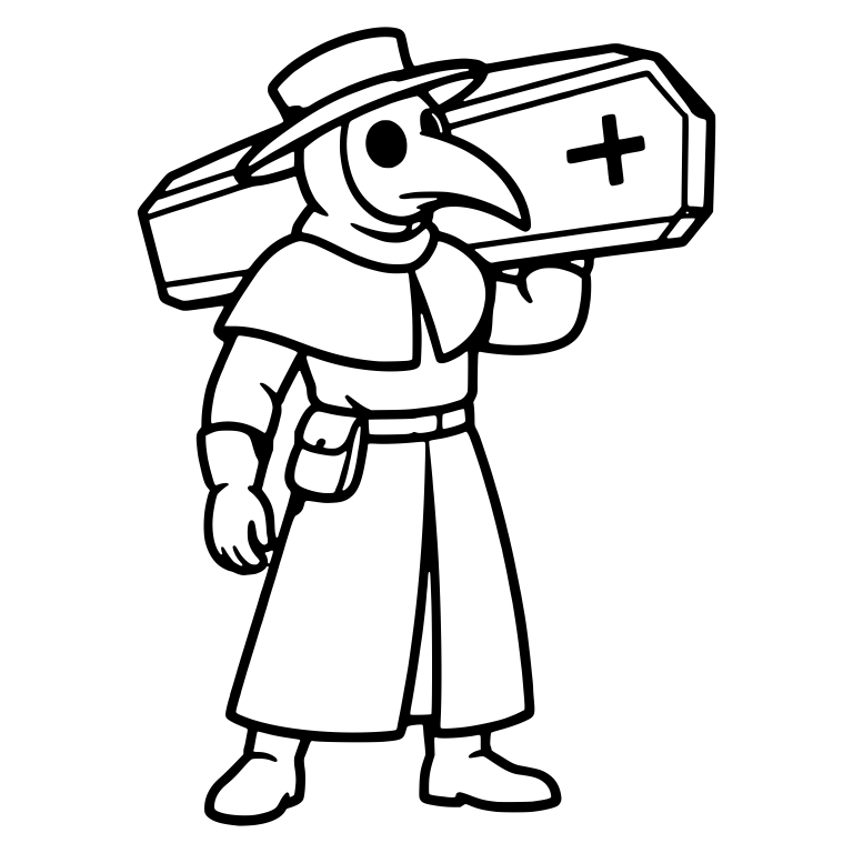 Plague Doctor Carrying Coffin on Shoulder — free characters SVG cut file
