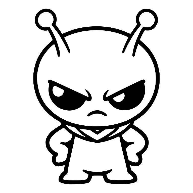 Grumpy Alien With Ball Antennae and Hands on Hips — free fantasy-creature SVG cut file