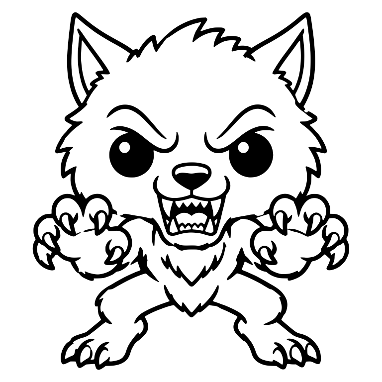 Fierce Werewolf In Wide Stance With Both Claws Raised — free fantasy-creature SVG cut file
