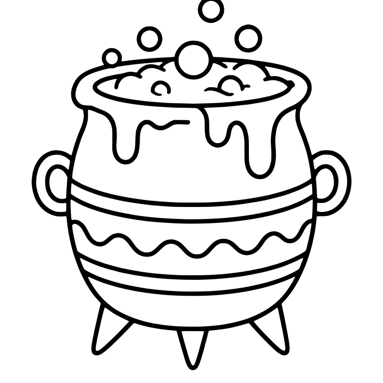 Dripping Slime Cauldron with Wavy Bands and Bubbles — free objects SVG cut file