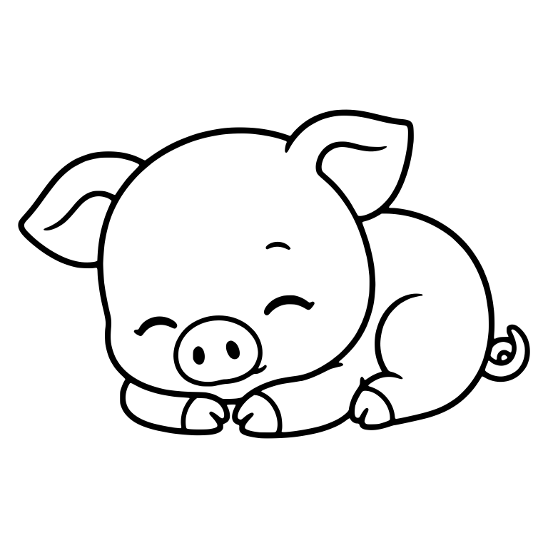 Sleepy Round-Headed Piglet Resting on Front Paws — free animal SVG cut file