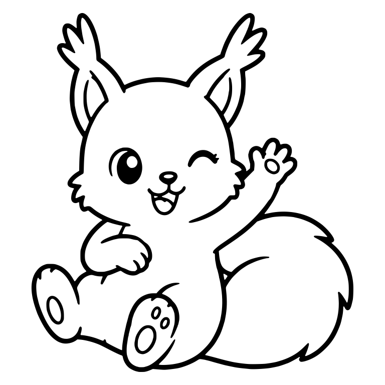 Winking Squirrel Sitting and Waving One Paw — free animal SVG cut file