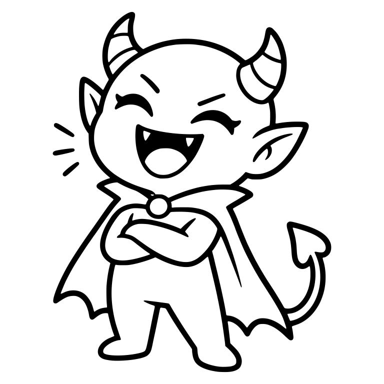 Laughing Caped Demon with Arms Crossed — free fantasy-creature SVG cut file