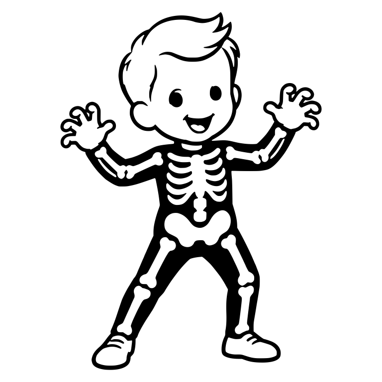Boy in Skeleton Costume Raising Claw Hands — free characters SVG cut file