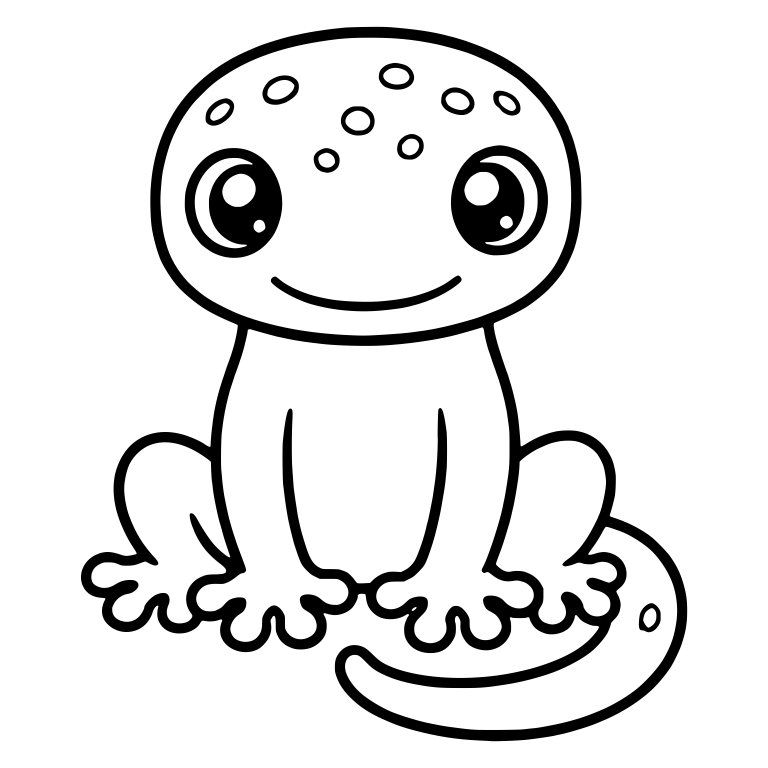 Sitting Gecko with Round Spotted Head and Sparkly Eyes — free animal SVG cut file