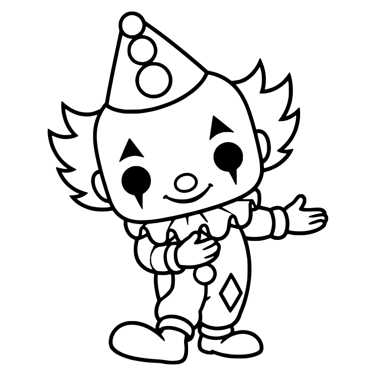 Smiling Clown With Pom-Pom Hat and Diamond Patch — free characters SVG cut file