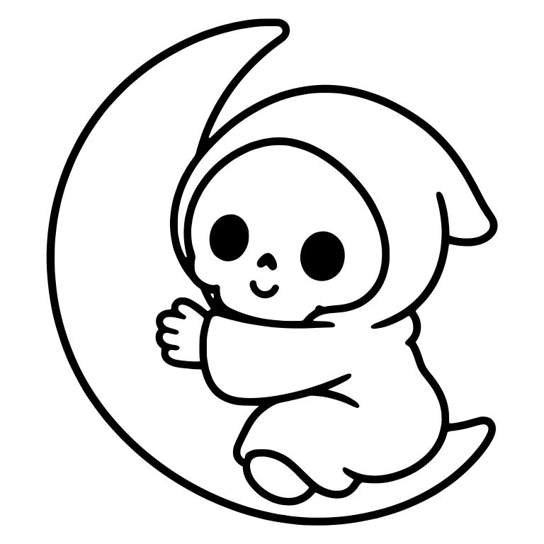 Grim Reaper Hugging a Crescent Moon — free characters SVG cut file