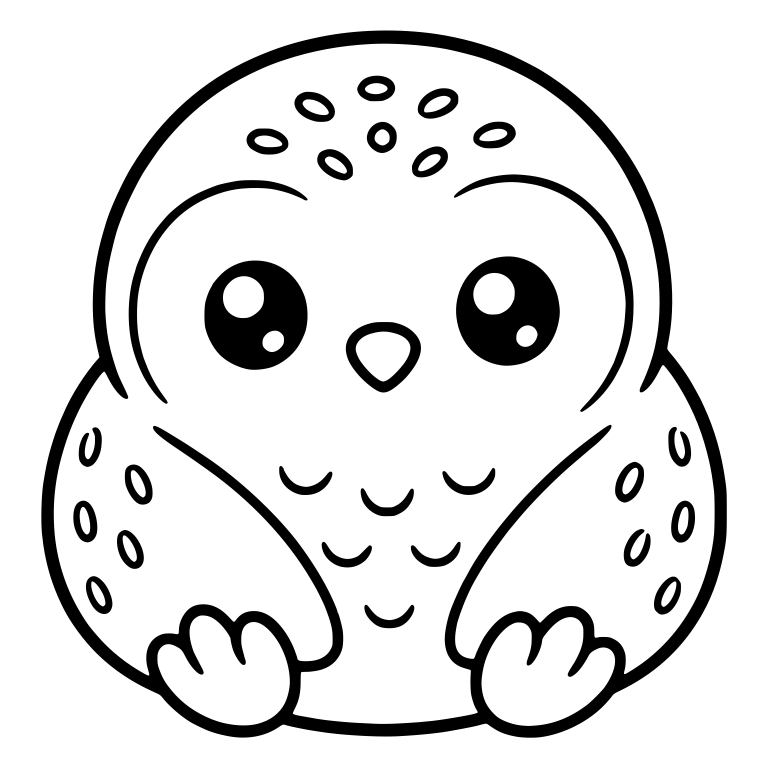 Chubby Snowy Owl Sitting with Feet Forward — free animal SVG cut file