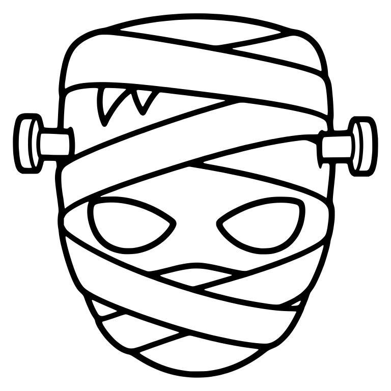 Bandaged Mummy Head With Frankenstein Bolts — free fantasy-creature SVG cut file