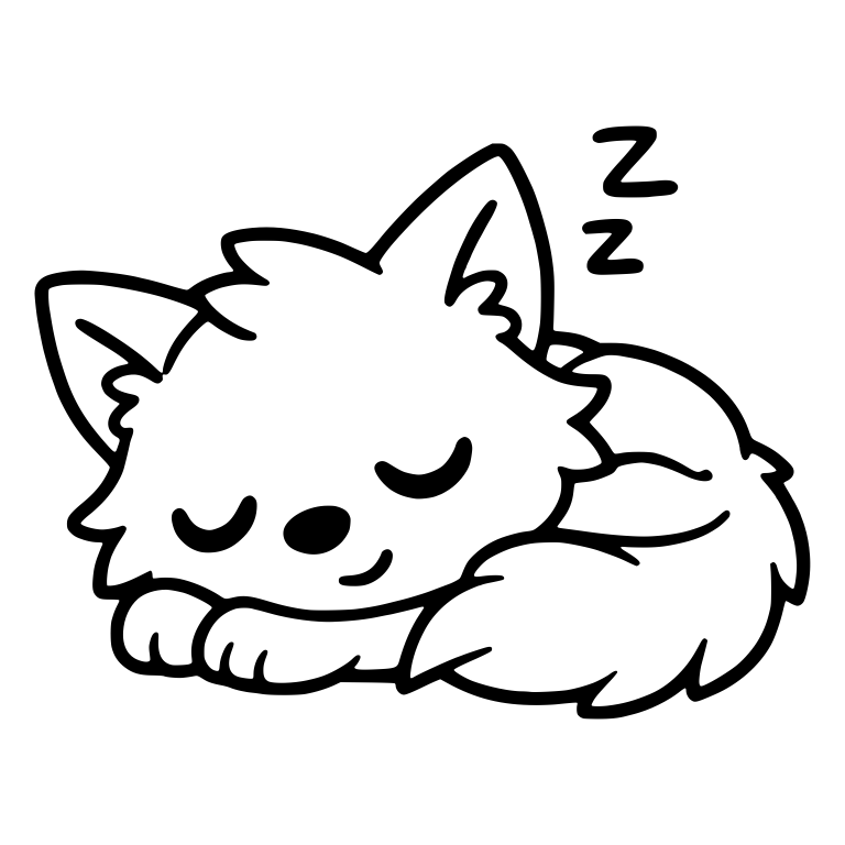 Sleeping Kawaii Wolf Pup Curled Around Its Fluffy Tail — free animal SVG cut file