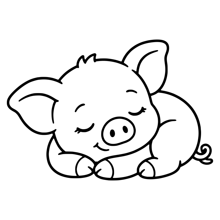 Sleeping Piglet Curled Up With Closed Eyes (Pigs 2) — free animal SVG cut file