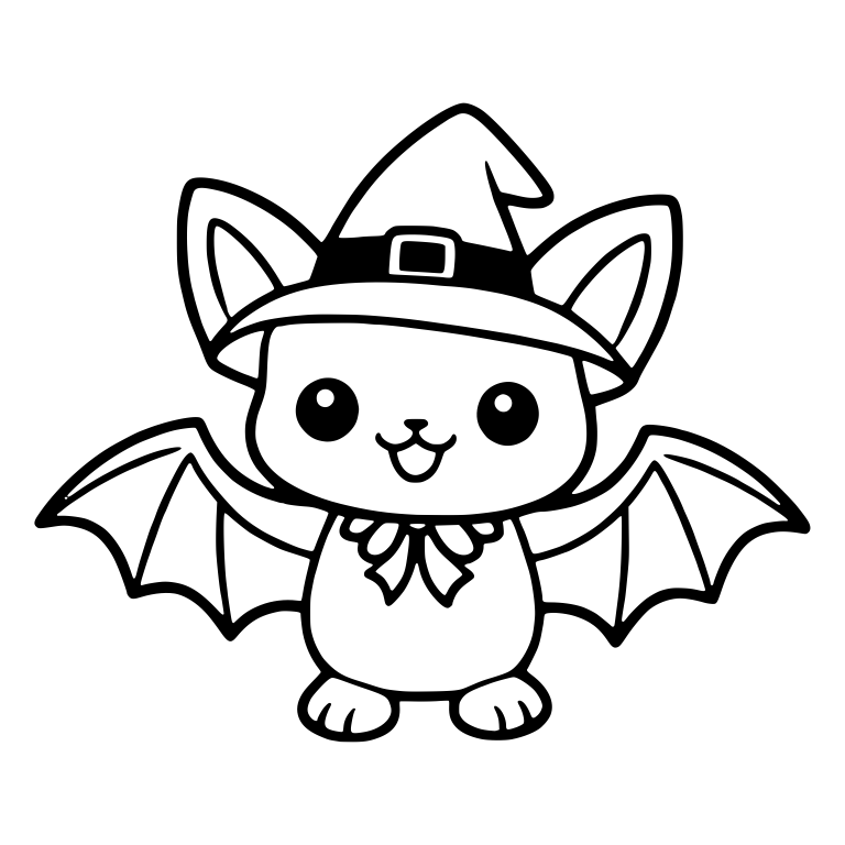 Cute Bat in Witch Hat with Wings Spread — free animal SVG cut file