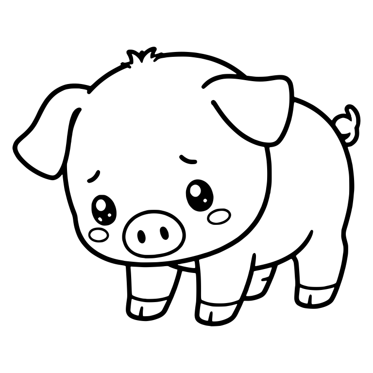 Shy Piglet Standing With Head Lowered — free animal SVG cut file
