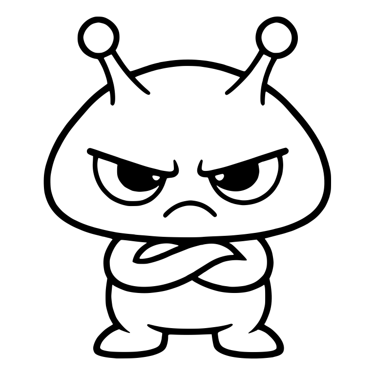 Grumpy Dome-Headed Alien With Two Antennae And Folded Arms — free fantasy-creature SVG cut file