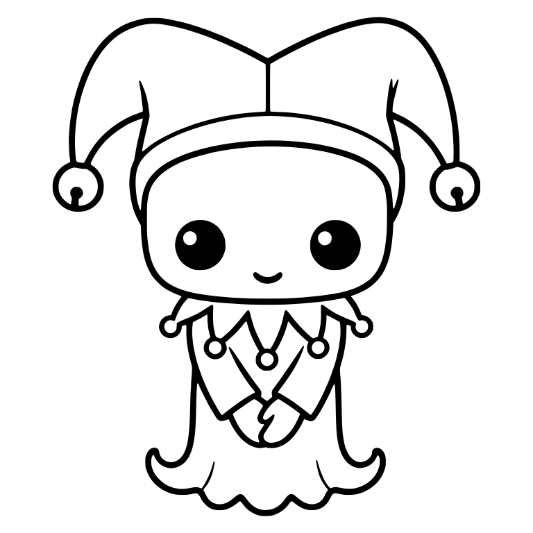 Smiling Ghost Jester With Jingle Bells on Floppy Cap — free fantasy-creature SVG cut file