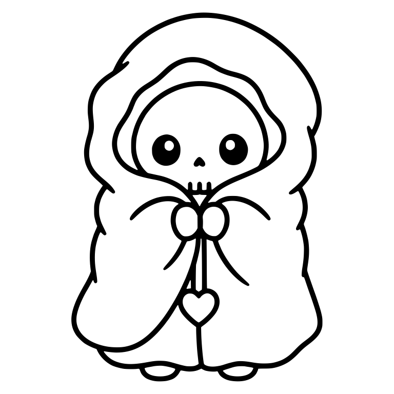 Grim Reaper in Fluffy Cloak With Dangling Heart — free characters SVG cut file