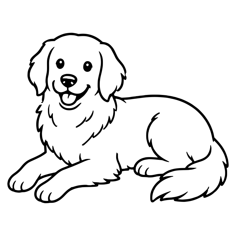 Golden Retriever Lying Down with Tail Curled Around — free animal SVG cut file