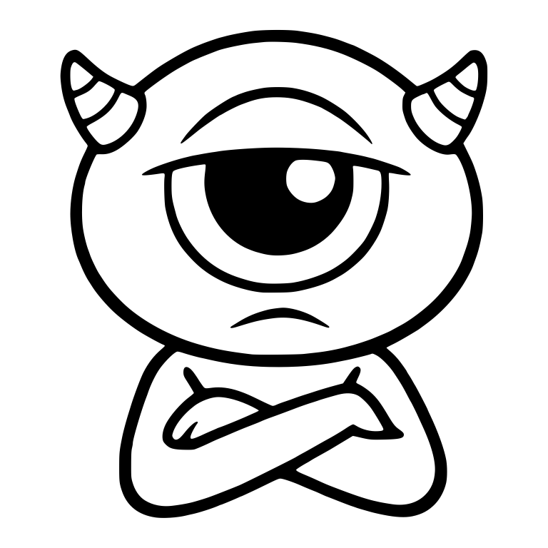 One-Eyed Horned Monster With Arms Crossed — free fantasy-creature SVG cut file