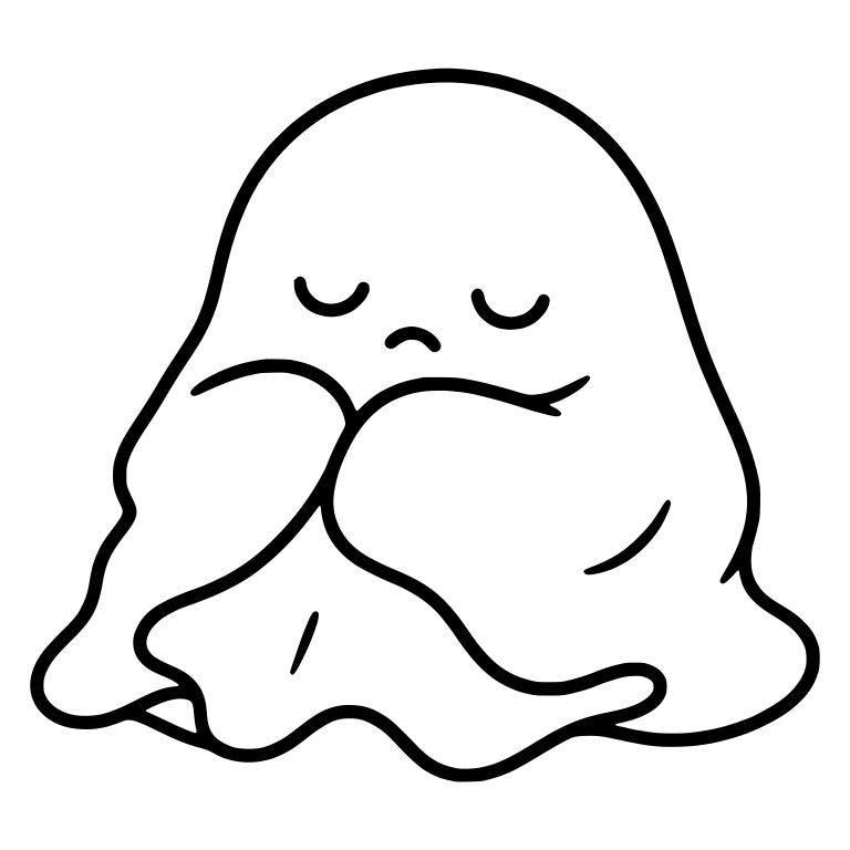 Sleepy Ghost Huddled with Hands Clasped at Chest — free fantasy-creature SVG cut file