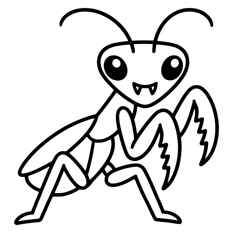 Praying Mantis with Serrated Claws and Tiny Fangs — free insect SVG cut file
