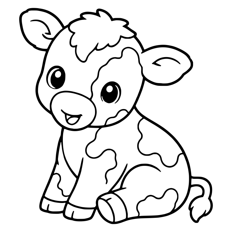 Spotted Calf Sitting With Open Smile and Tail Tuft — free animal SVG cut file