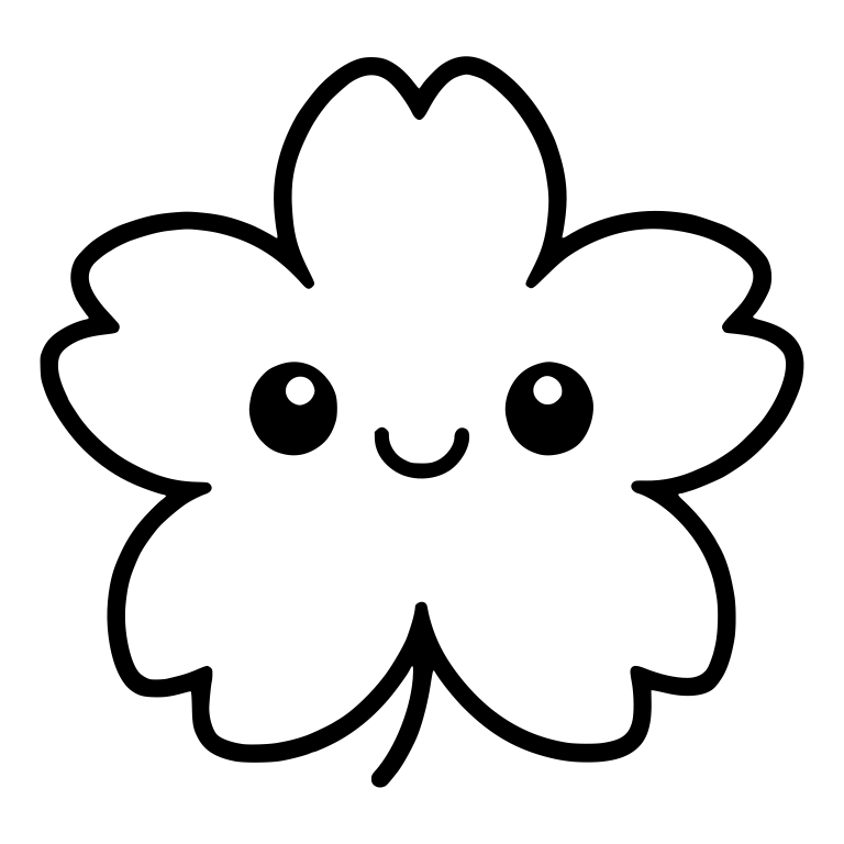 Cherry Blossom Face With Short Curled Stem — free floral SVG cut file