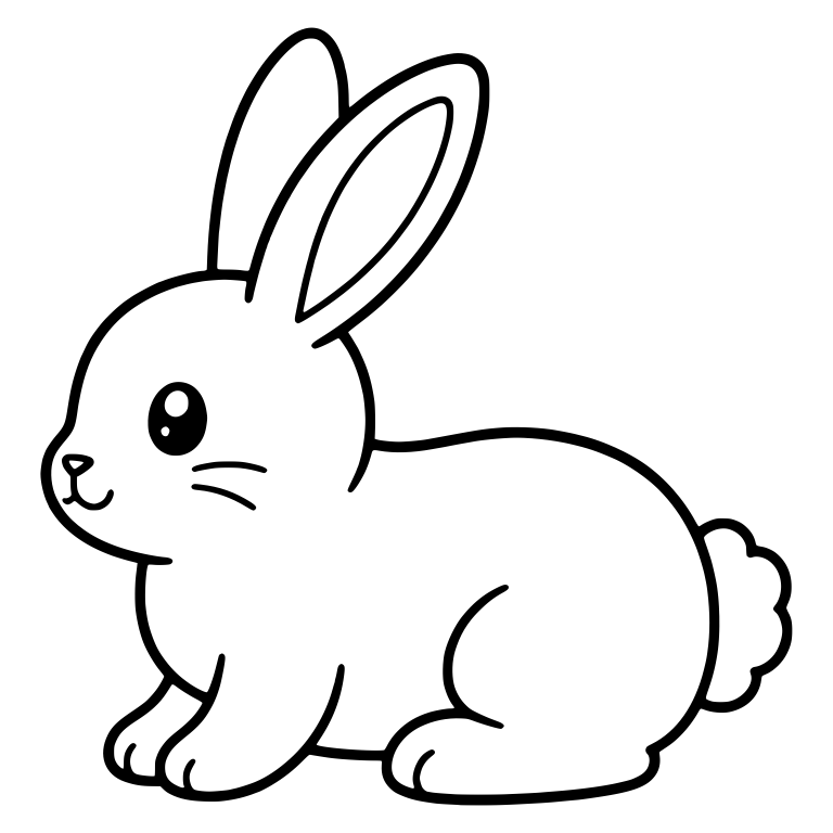 Kawaii Bunny Sitting Sideways With Fluffy Tail — free animal SVG cut file