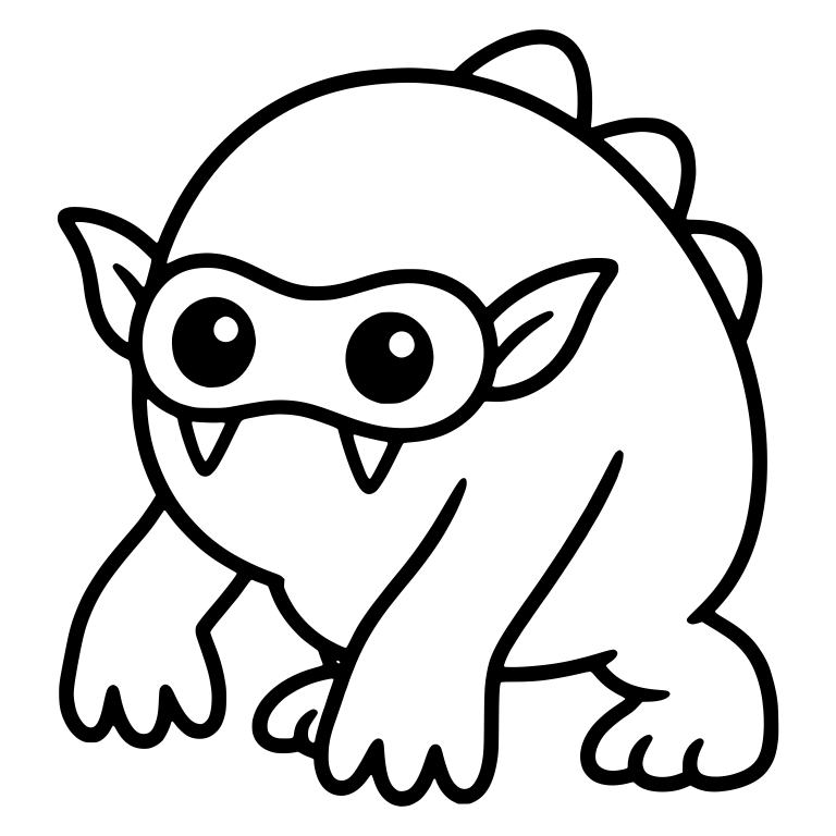 Hunched Spiky-Backed Monster With Eye Mask and Fangs — free fantasy-creature SVG cut file