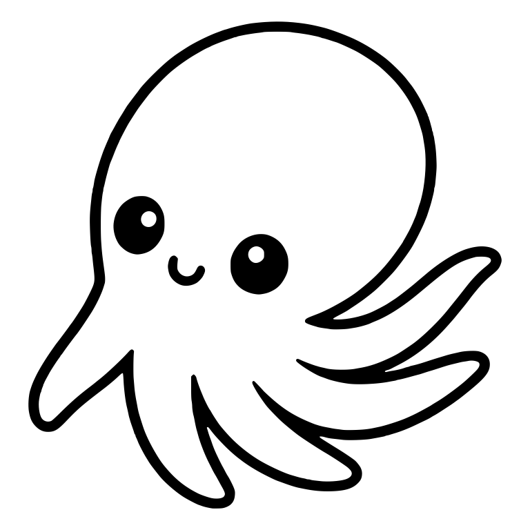 Kawaii Octopus With Tentacles Swooshing to the Side — free animal SVG cut file