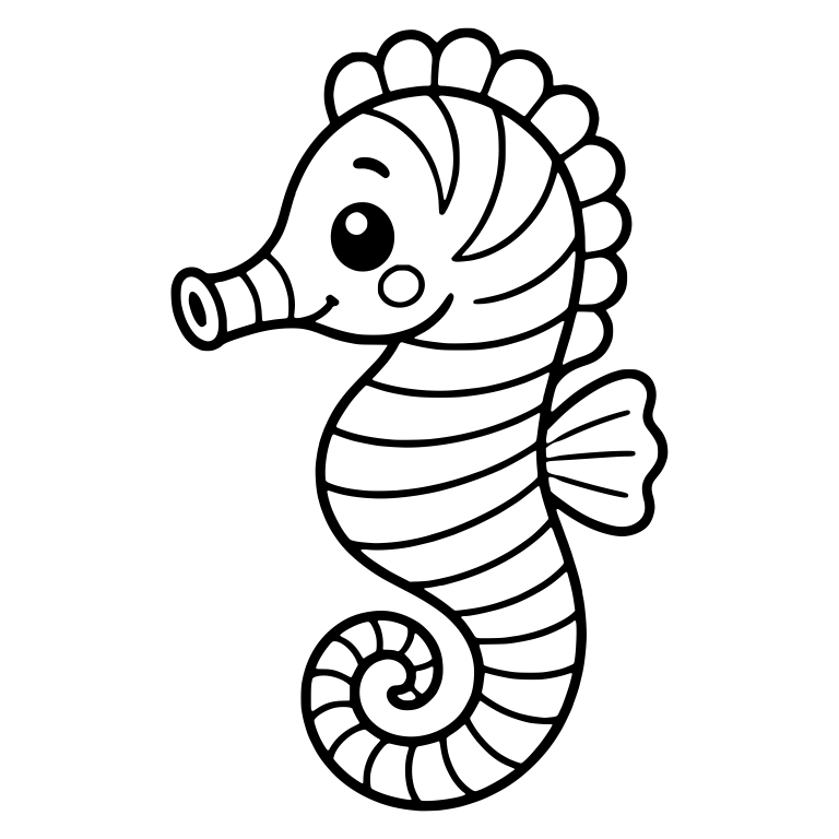 Zebra-Striped Seahorse With Ringed Tube Snout — free animal SVG cut file