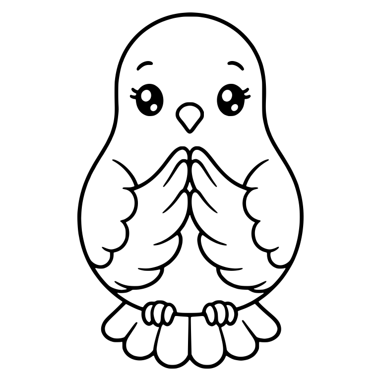 Kawaii Dove With Praying Wings and Sparkly Eyes — free animal SVG cut file