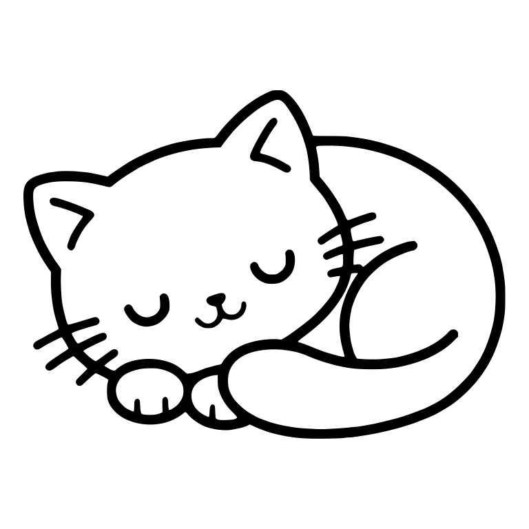 Sleeping Cat Curled Up With Whiskers And Tucked Paws — free animal SVG cut file