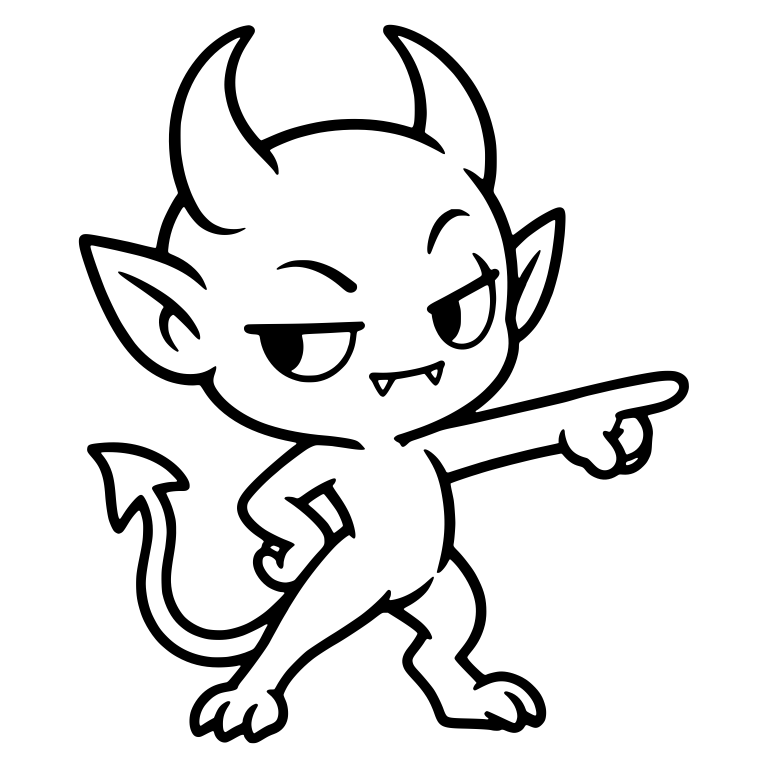 Smirking Demon Pointing Sideways with Hand on Hip — free fantasy-creature SVG cut file