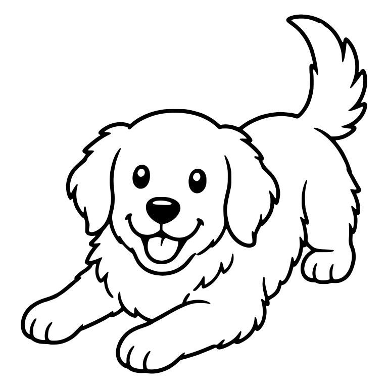 Golden Retriever Puppy Play Bow with Open Smile — free animal SVG cut file