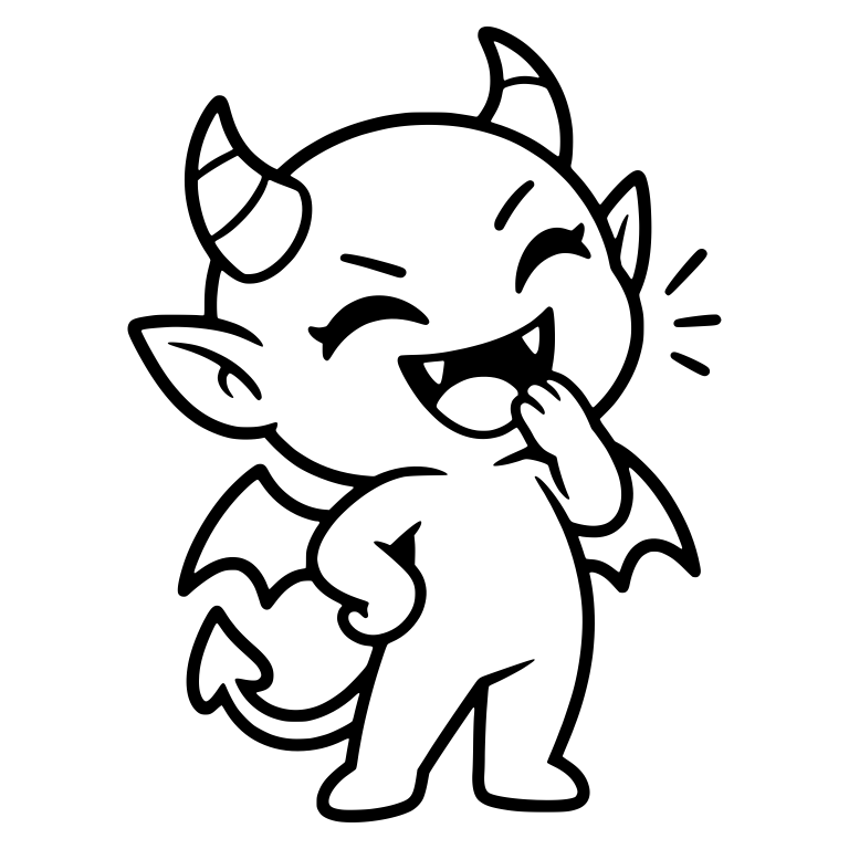 Laughing Demon Covering Mouth with Hand on Hip — free fantasy-creature SVG cut file