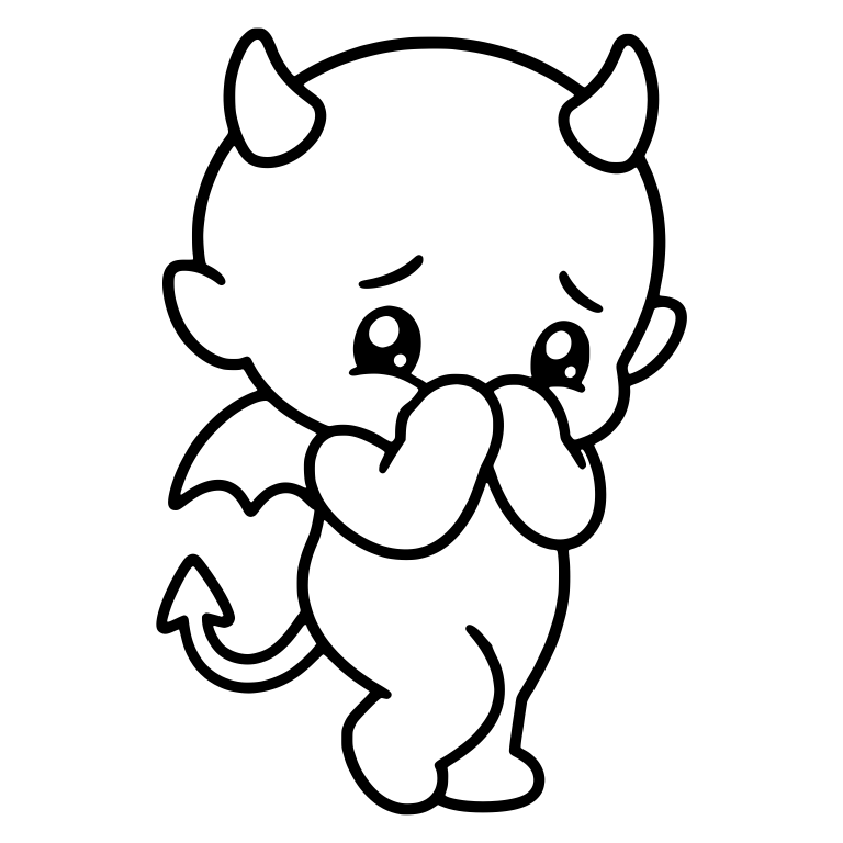 Shy Little Devil Covering Mouth with Bat Wing — free fantasy-creature SVG cut file