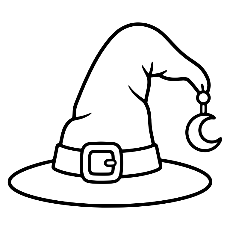 Witch Hat with Dangling Crescent Moon Charm on the Tip — free objects SVG cut file