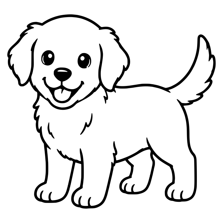 Golden Retriever Puppy Standing Side View with Tail Up — free animal SVG cut file