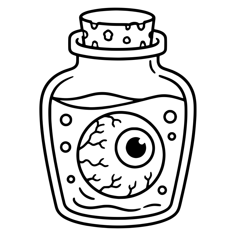 Eyeball Floating in Corked Bottle with Bubbles — free objects SVG cut file