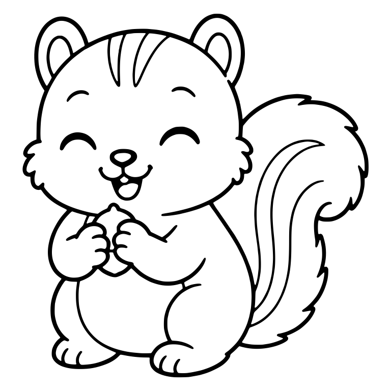 Laughing Kawaii Squirrel Holding a Small Nut — free animal SVG cut file